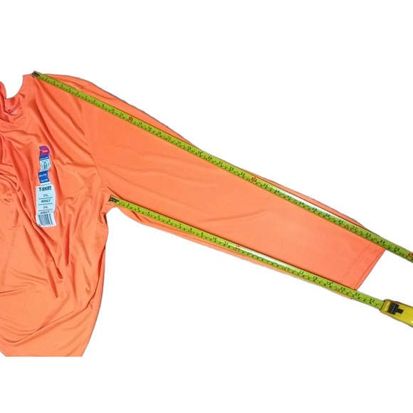 Mens Orange T Shirt Long Sleeve Cool Dri 2XL Tee Shirt Safety Orange Hanes NWT - Picture 9 of 11